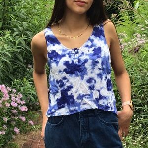 Blue and white tie dye tank